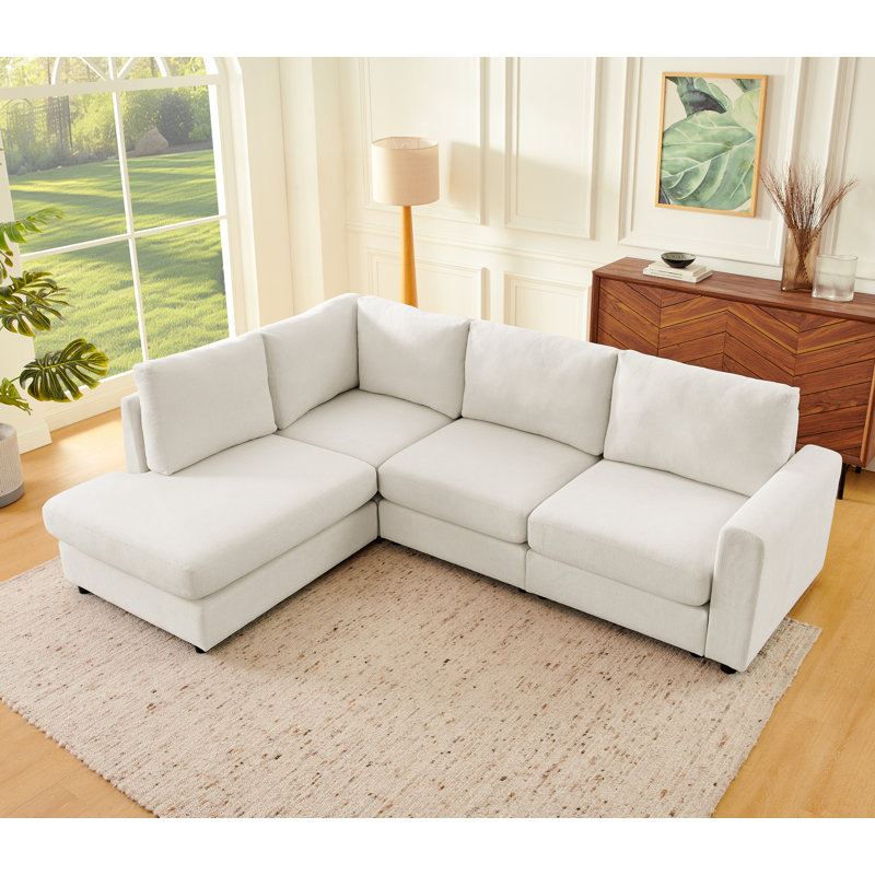 100" L-Shaped Sectional Couch with Reversible Chaise, Modern Deep 3-Seater Corner Sofa, Comfy Chenille Cloud Couches