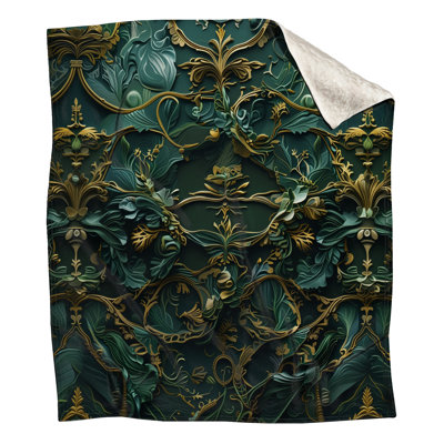 Couvertures à motif floral vert orné