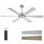 60 po Ventilateur de plafond 6 pales double face en contreplaqué argent et bois flottant avec télécommande DC, nickel sable-444720986-444720988