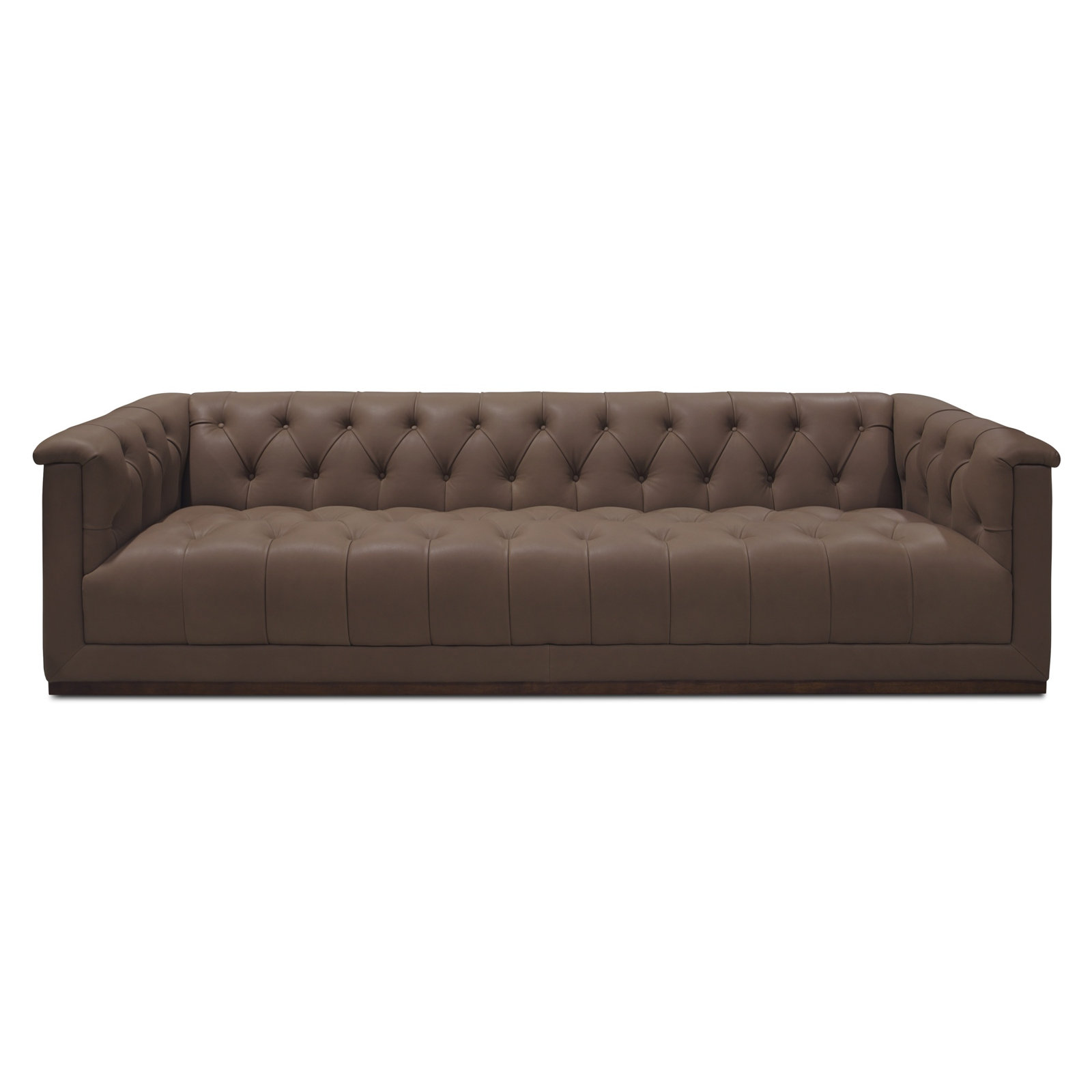Joelle 84" Genuine Leather Tufted Sofa, Cool Brown