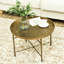 Table basse à plateau martelé rond en métal doré rétro de 24 po pour le salon, la chambre à coucher, la table d'appoint décorative avec plateau, doré et élégant