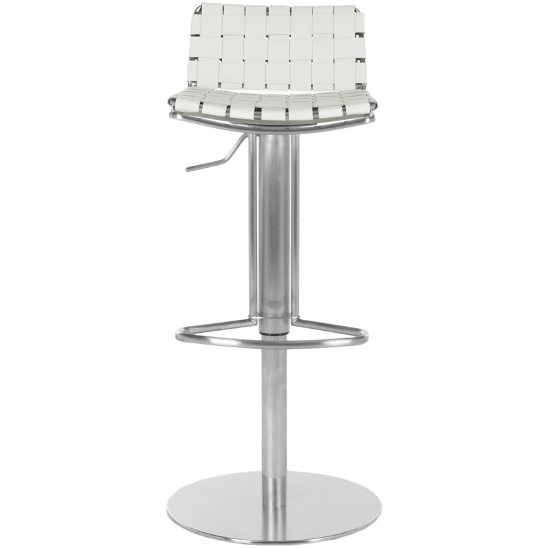 Barber Upholstered Adjustable Height Counter Stool, White