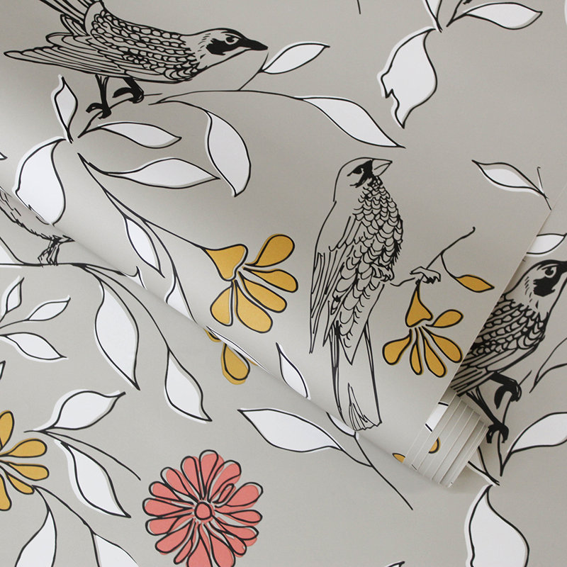 Rouleau de papier peint auto-adhésif L 16,5 pi x l 20,5 po House of Hampton Birds