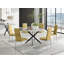 Tierra Modern Marble Effect and Metal 6 Seat Dining Table Set - Luxury Velvet Dining Chairs-88388488-88388498