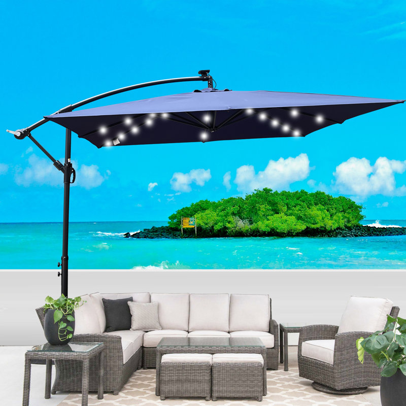 Parasol d'extérieur à énergie solaire à DEL, Marine, 98.4" W x 98.4" D