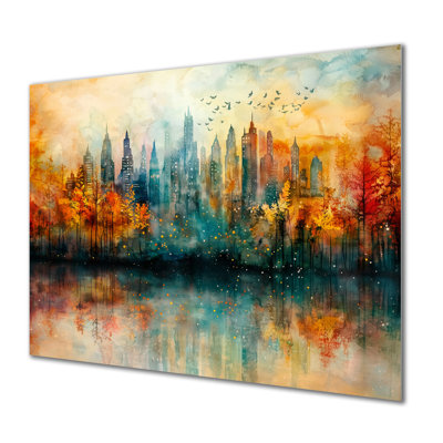 «Modern Evolve New York City Cityscape II», art mural abstrait en métal, impression moderne sur métal
