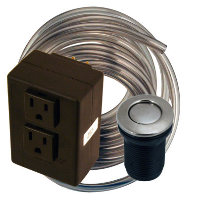 Sink Top Waste Disposal Air Switch and Dual Outlet Control Box, Flush Button