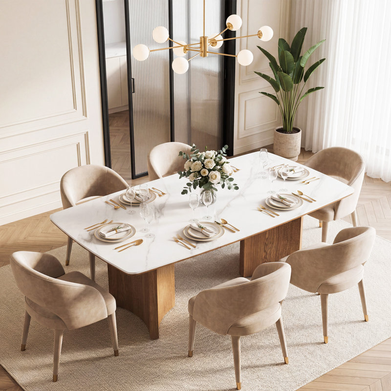 Table de salle à manger 63 "en pierre frittée pour 6 personnes