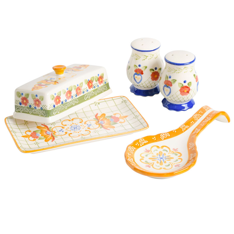 Service de vaisselle peint à la main, ensemble d'accessoires 4 pièces, assortis