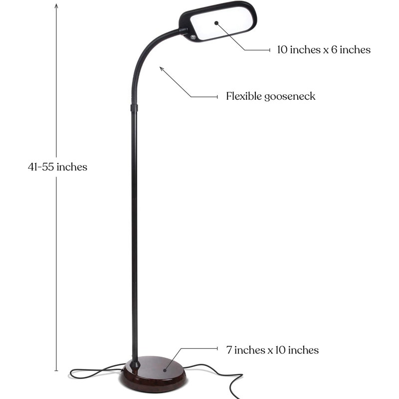 Litespan Slim 55 in. Industrial Dimmable LED Directional Task Floor Lamp, Brown
