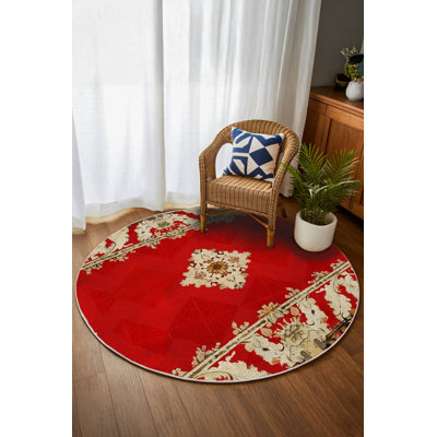 Anatolia Collection Digital Print Cotton-Polyester Red Beige Moroccan Rug