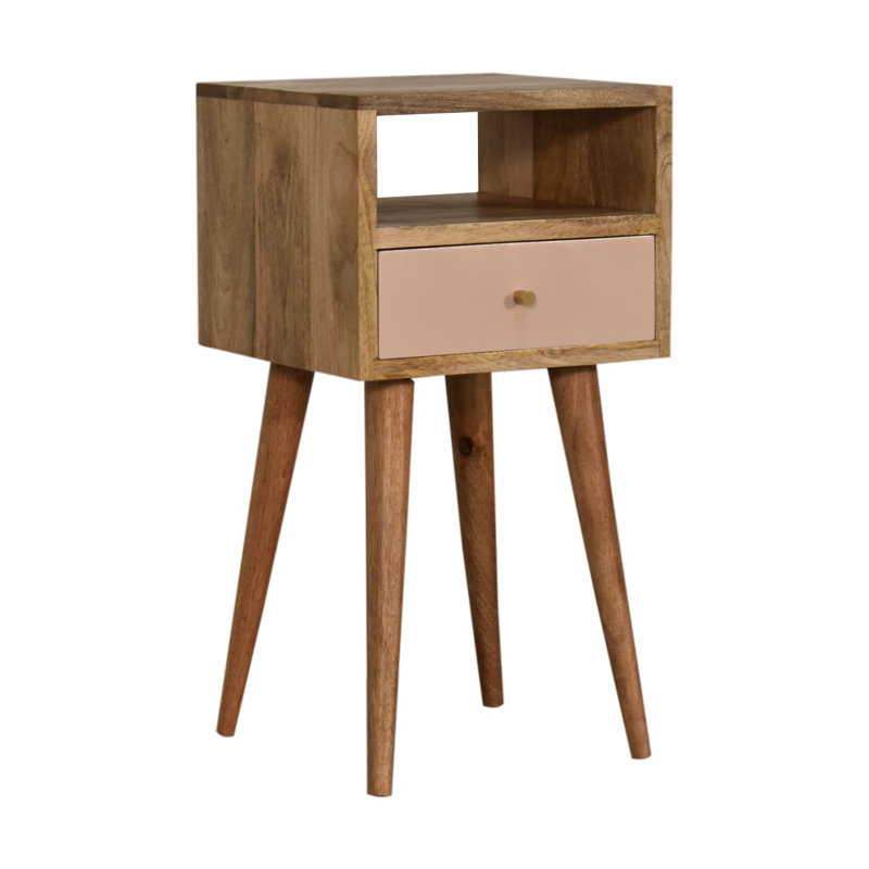 Fithian 30cm W Solid Wood Bedside Table, Blush