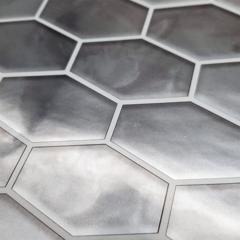 15cm W x 30.5cm L Aluminum Peel and Stick Mosaic Tile, Light Grey