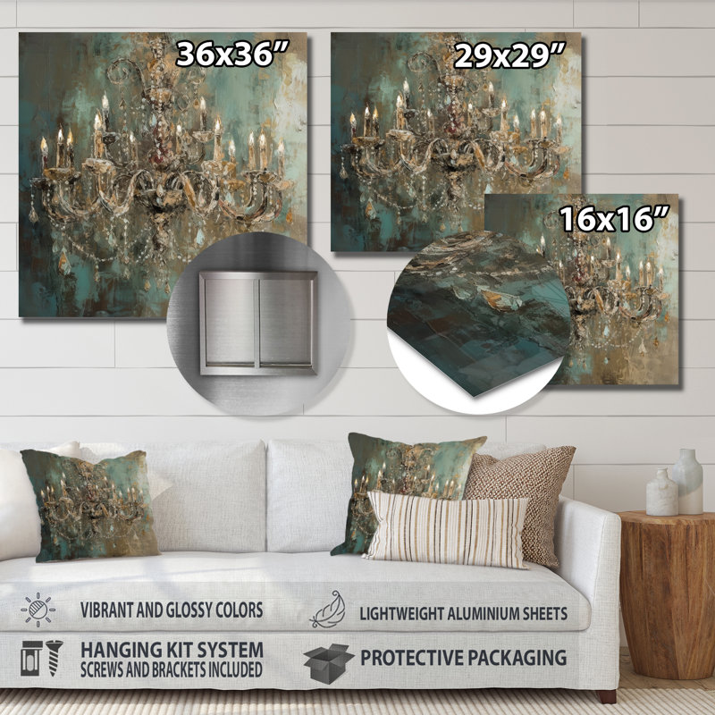 Grand Chandelier Showcase III - Glam Chandelier Metal Wall Décor, H 23 po x l 23 po x P 1 po