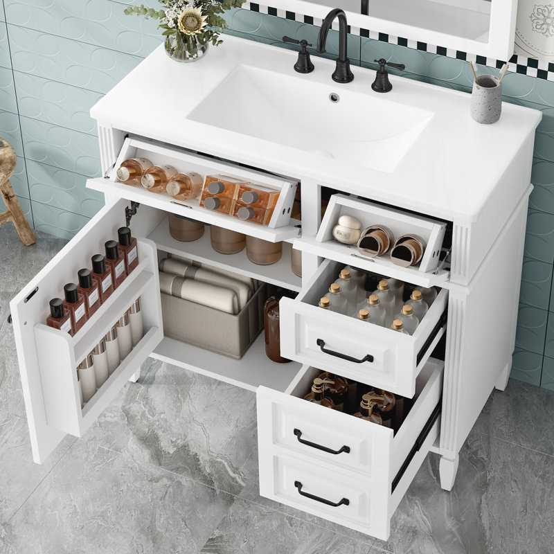 Meuble-lavabo 36 po avec comptoir en céramique, Blanc