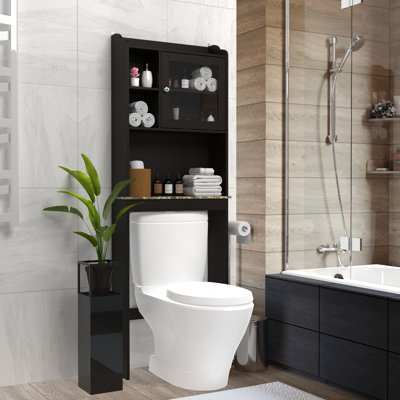 Modern Over The Toilet Space Saver Organization Wood Storage Cabinet For Home
