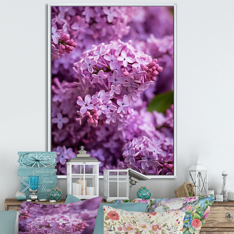 «Lilac mauve», reproduction sur toile, Cadre flottant blanc, H 20 po x l 12 po x P 1 po