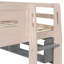Lit superposé simple de style château de 80,5 x 41,3 x 64,8 pouces en bois massif avec lit superposé simple gris et rose antique avec tablette à 2 tiroirs et lumière DEL
