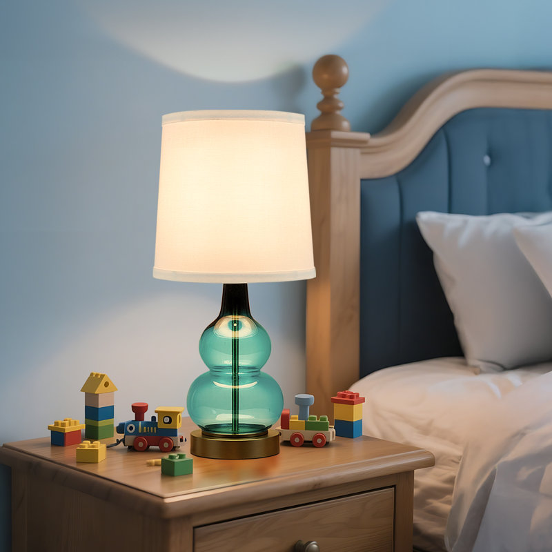 17.5 Inch Gradient Glass Table Lamp Set, Blue