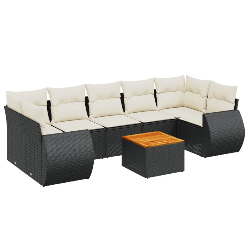 Ensemble de canapé de jardin Vidaxl noir, blanc crème