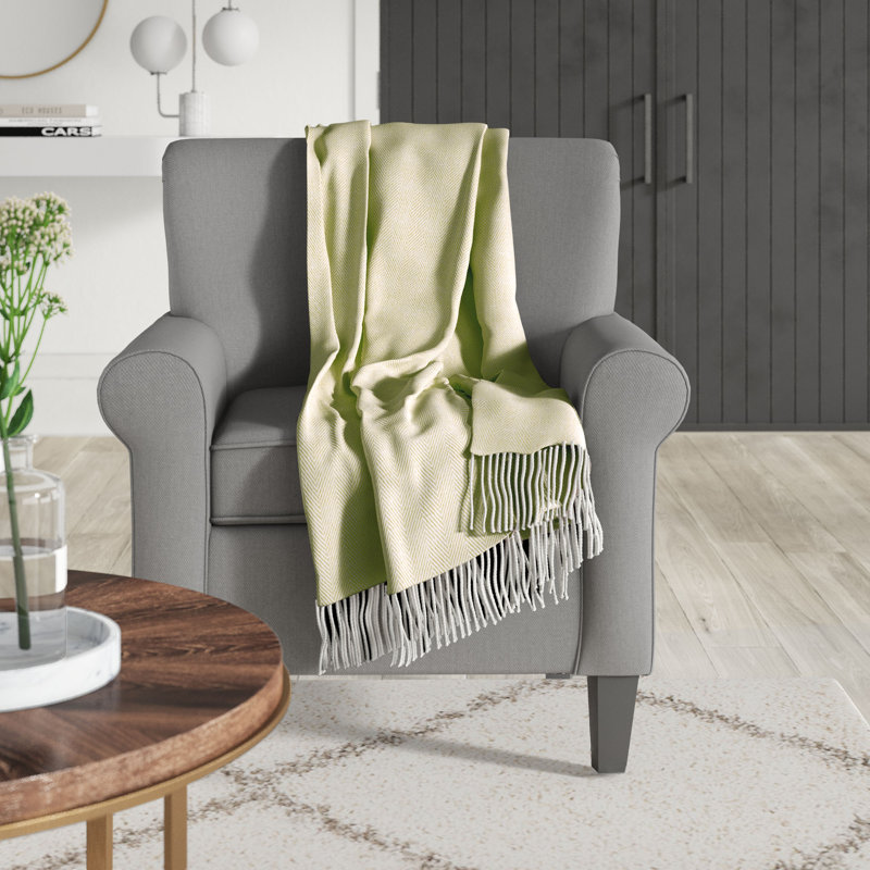 27"x24.5" Herringbone Acrylic Throw with Tassel Fringe - Grass