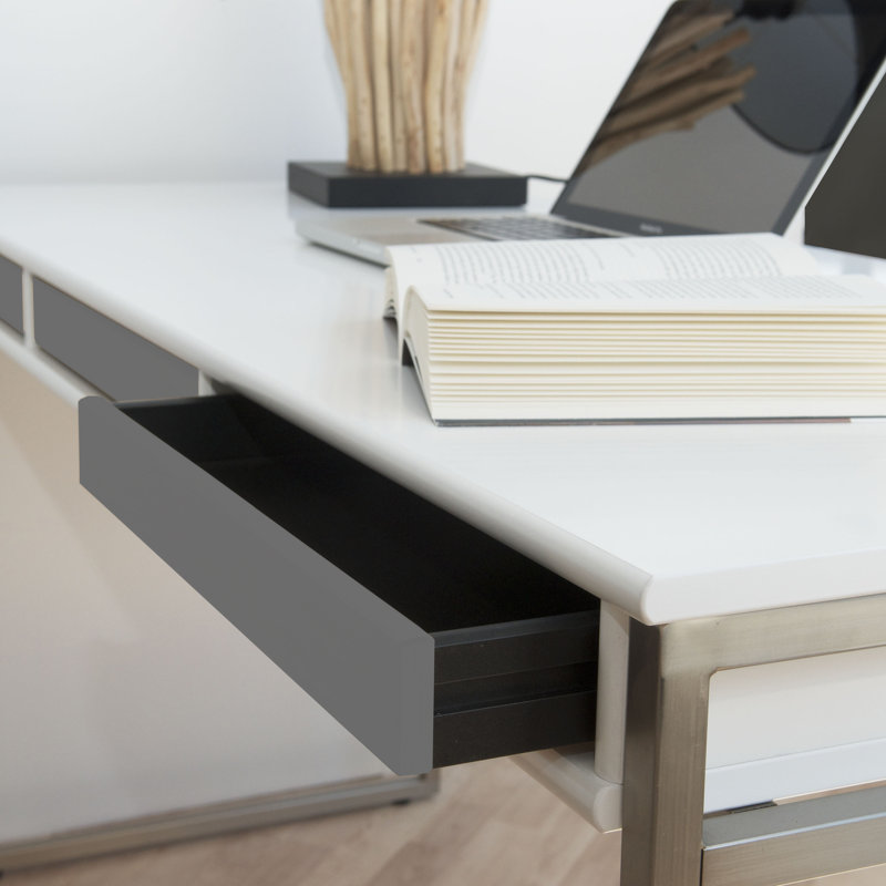 Mistral Standing Desk W:137cm X D: 60cm with metal legs incl. 3 trays, White/Graphite