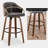 Mahtab Modern Set Of 2 Swivel Bar Stools With PU Upholstery And Wood Legs-963480641-954809504