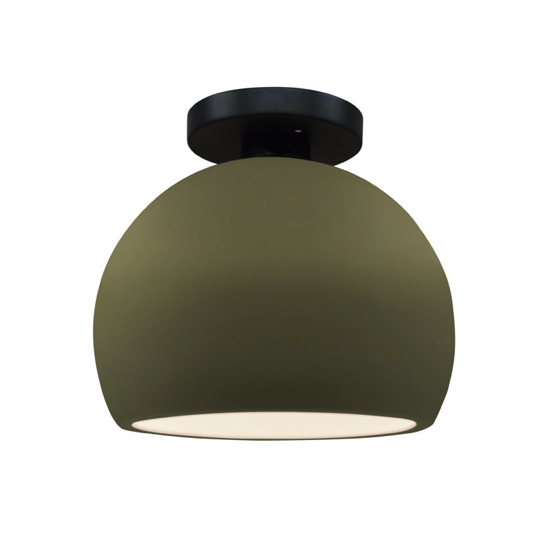 Radiance Ceramic Semi Flush Mount, 7" H x 7" W x 7" D, Matte Green, Matte Black