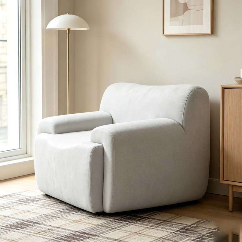 Chaise d'appoint moderne rembourrée, Beige