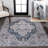 Sarok Boho Medallion Machine-Washable Navy/Light Gray Rug-1069694592