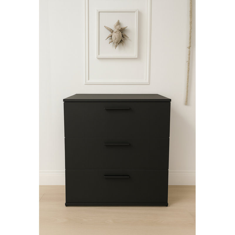 Commode noire à trois tiroirs Morgan