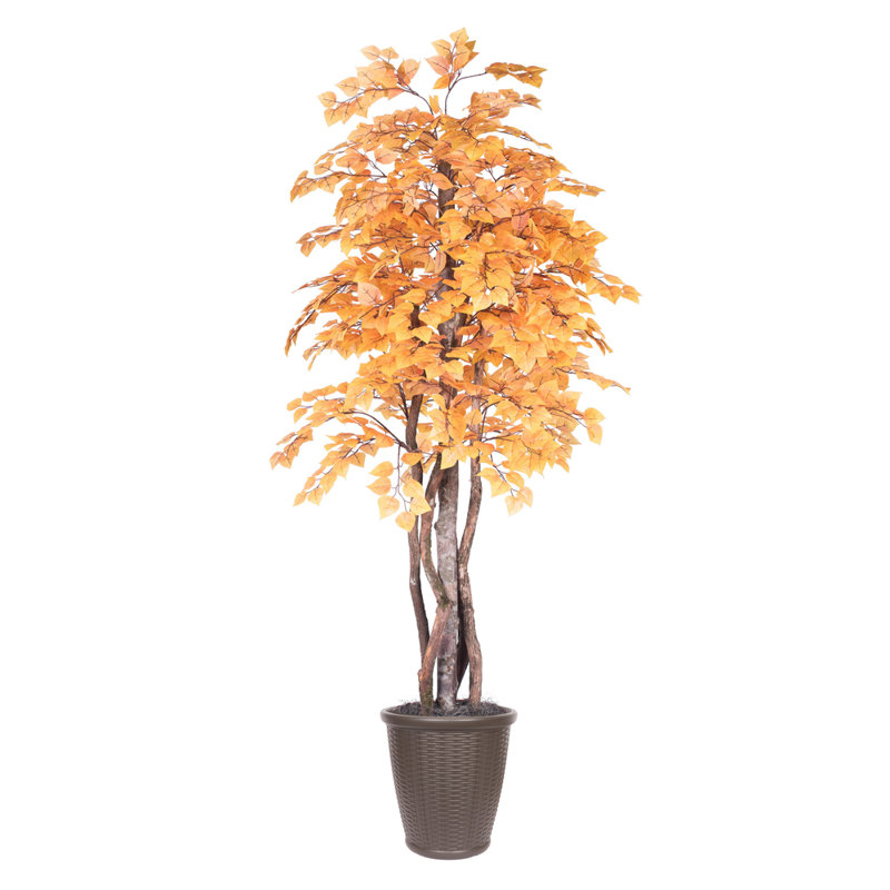 Arbre à feuillage artificiel 72 po en pot, Brun