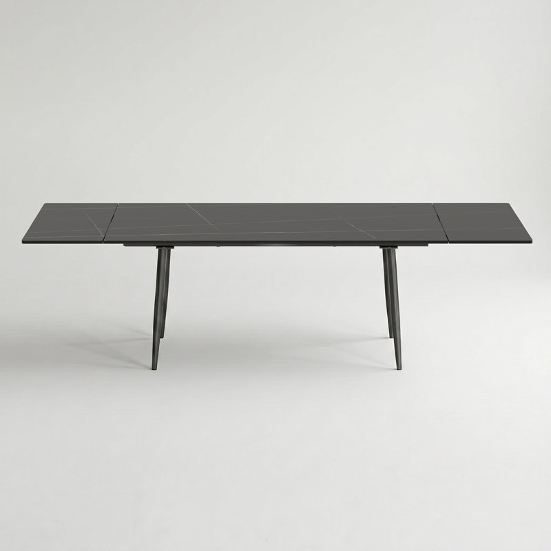62.9-94.4 Inch Extendable Sintered Stone Dining Table, Black