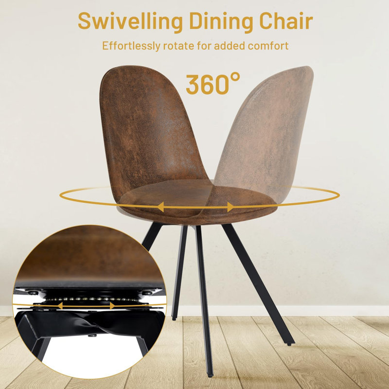 47cm H Swivel Upholstered Full Back Side Chair in Brown