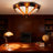 3-light Dimmable 14.4" Tiffany Glass Flush Mount