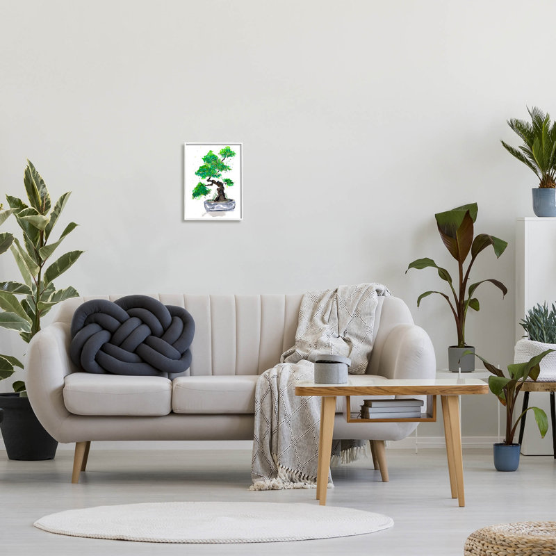 Bonsaï décontracté, estampe numérique par Sebastian Grafmann, H 14 po x l 11 po x P 1,5 po, Giclée encadrée blanc bord de mer