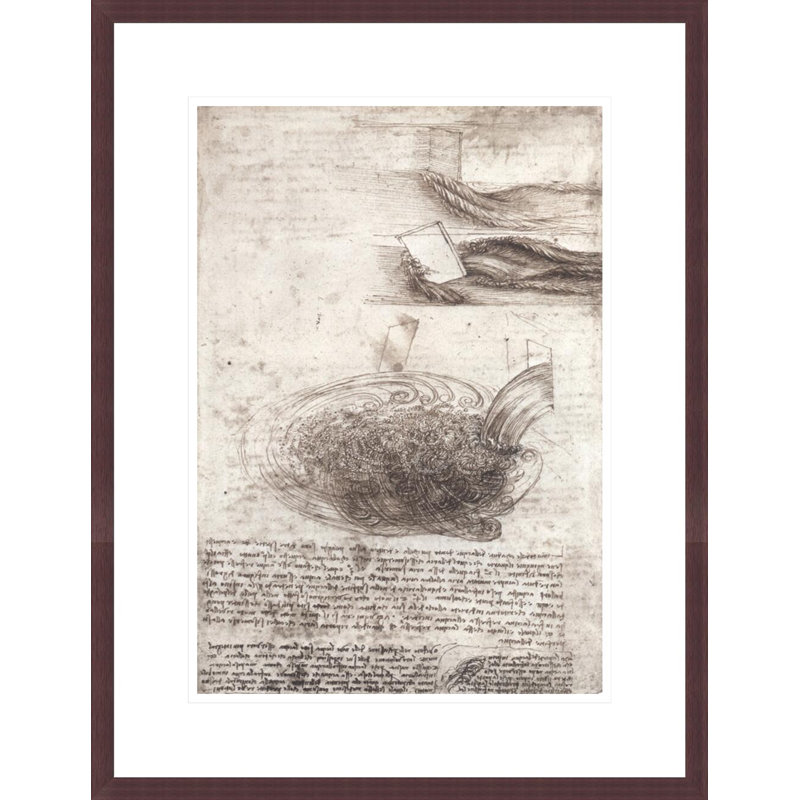 Drawing of water vortex by Leonardo da Vinci -Framed Giclee Print, H 21,75 po x l 16,76 po