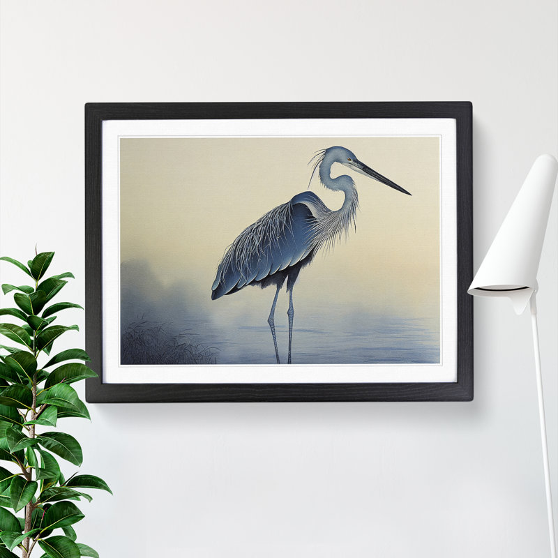 Heron Bird Vol.1 - Single Picture Frame Print, Black, 46cm H x 64cm W x 2cm D