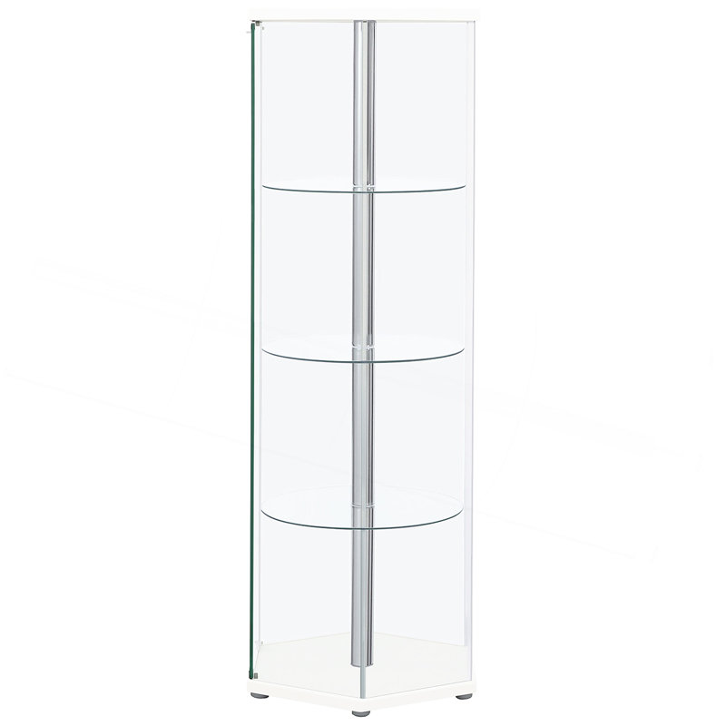 Vitrine hexagonale en verre transparent Tenley, Blanc