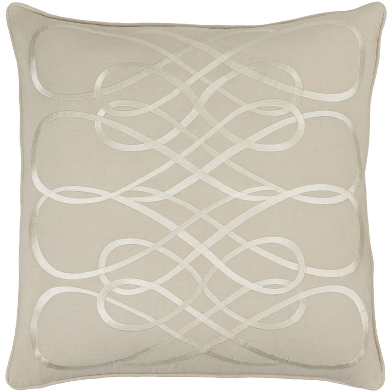 Cotton Throw Pillow, 20" x 20", Beige