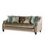 Ensemble de canapé et causeuse Enny, style banc, chenille turquoise champagne-109765336-109765335