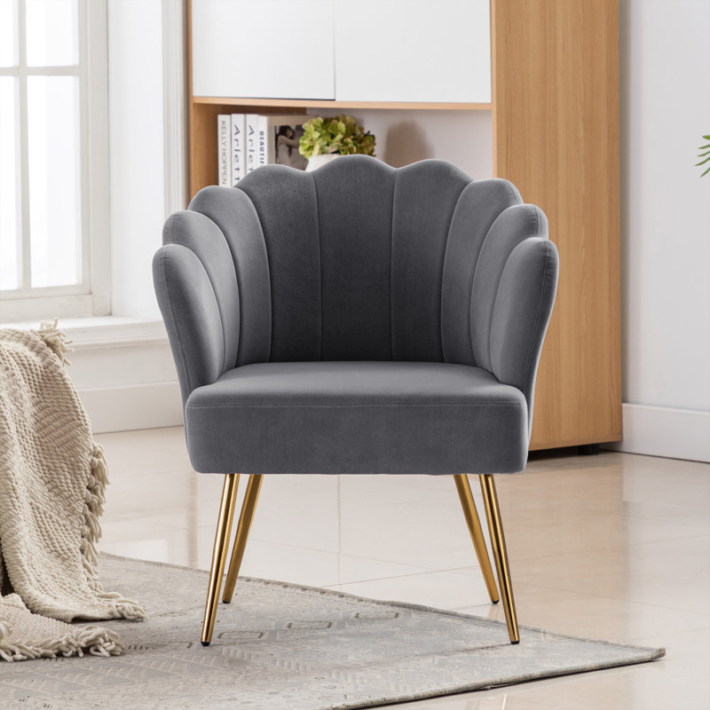 Fauteuil demi-tonneau 26,75 po, Velours gris