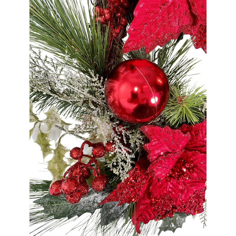 Hanspeter Faux Poinsettia 22'' Wreath