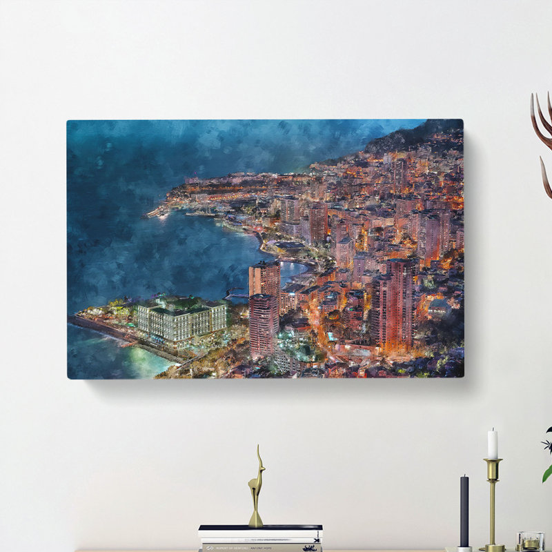 Monte Carlo Skyline In Monaco - Wrapped Canvas, 35cm H x 50cm W x 3cm D