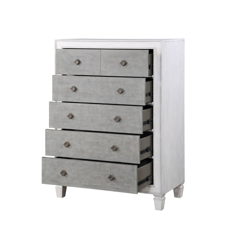 Commode Katia gris rustique et blanc vieilli
