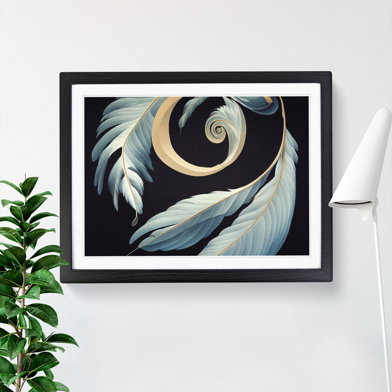 Pleasing Bird Feathers - Single Picture Frame Print, Black Framed, 46cm H x 64cm W x 2cm D