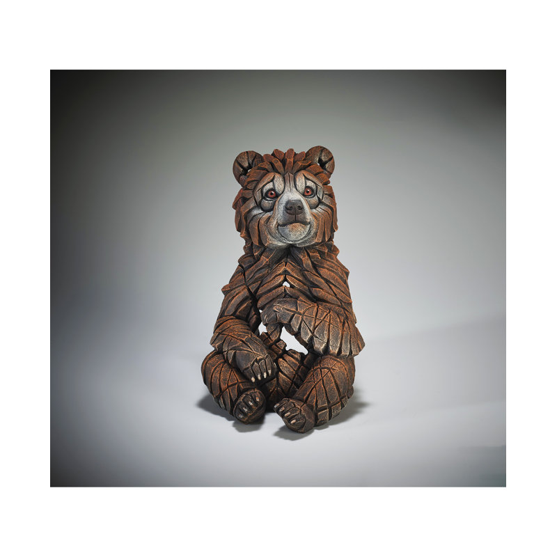 Hand-Painted Brown Resin Bear Cub Tabletop Statue