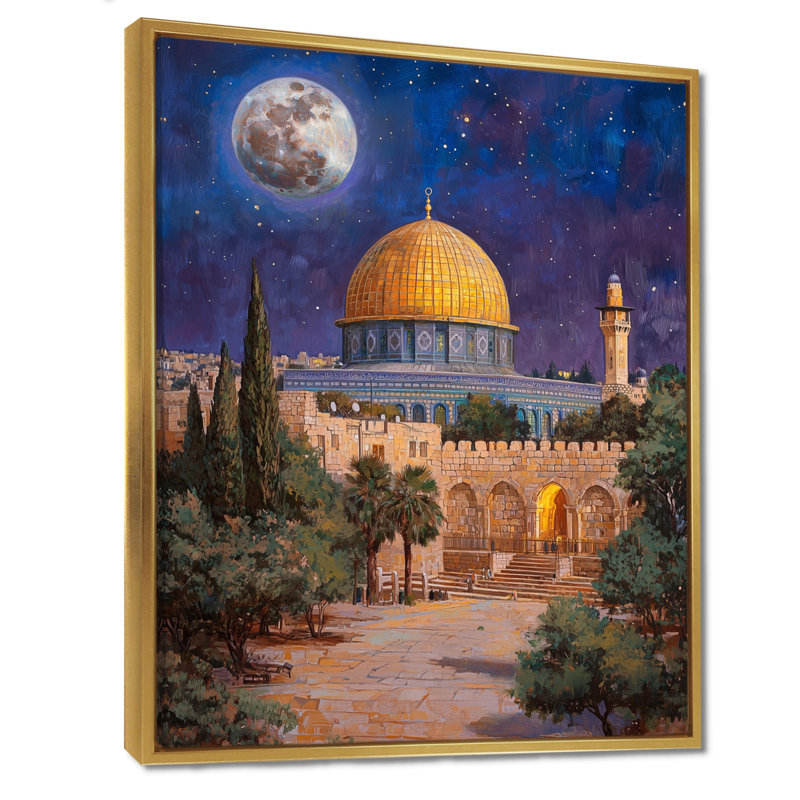 Décorations murales paysage de nuits de la période de la Pâque III, 32" H x 24" W, Floater Framed Print, Doré