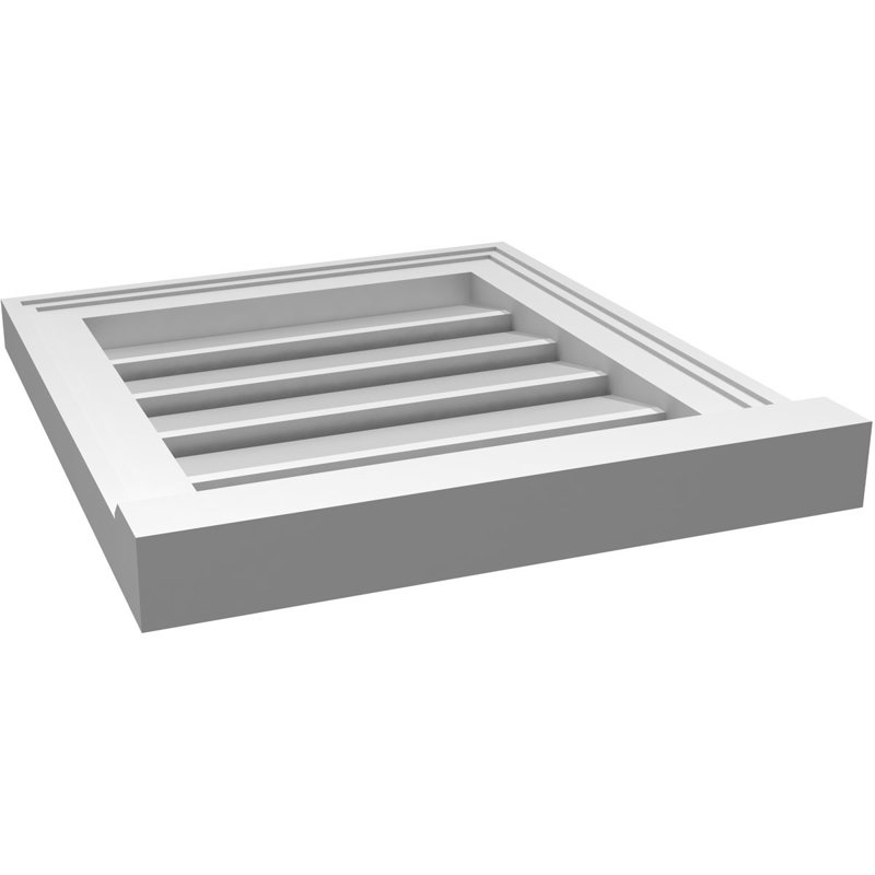 Évent à pignon fonctionnel en uréthane rectangulaire à fixation en surface, brun clair apprêté, H 18 po x l 16 po x P 2 po