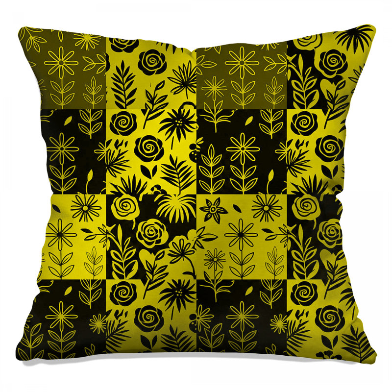 Floral Patchwork Pattern Double Sided Throw Pillows, 14 x 14 inches
